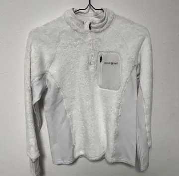 몽벨 플리스 하프 지퍼 화이트 L 여성용 등산 파워 스트레치