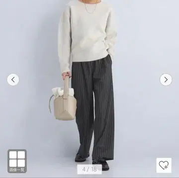 그린 라벨 릴랙싱 스트라이프 와이드 팬츠 캐주얼 팬츠 M