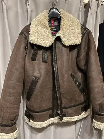 ALPHA 브라운 플라이트 자켓 M 페이크 무스탕