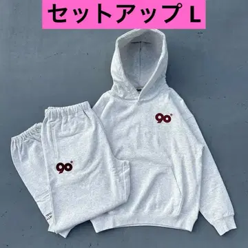 9090 90 Logo Original Hoodie 셋업 gray