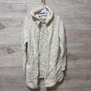 무인양품 아이보리 후드 부착 롱 가디건 L
