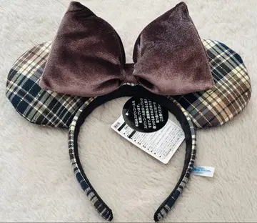 디즈니 체크 무늬 머리띠