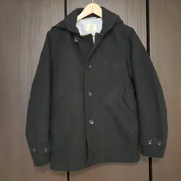 유나이티드 애로우즈 뷰티앤유스 후드 부착 블랙 피 코트