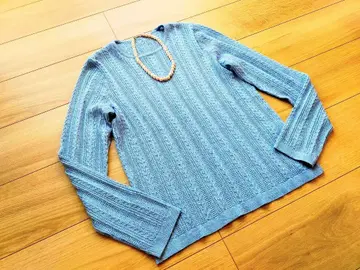 새상품급 레리안 캐시미어 실크 니트 스웨터 블루 11호