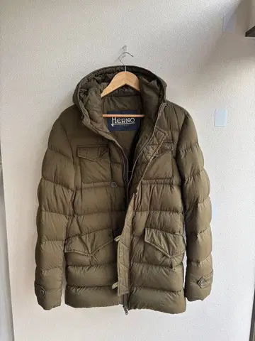 Herno 후드 부착 올리브 다운 자켓 48