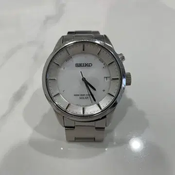 세이코 솔라 전파 손목시계 7B24-0AR0 화이트 다이얼 작동품