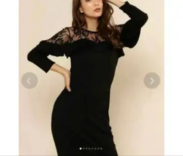 스칼라 레이스 원피스 택 포함 네이비 7부 소매