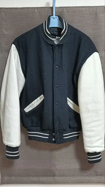 M/DeLONG/바시티 자켓/네이비 x 화이트/미국제