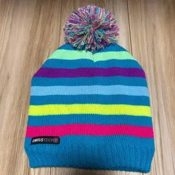 SWISSTECH 스트라이프 니트 모자 폼폼 포함 3M