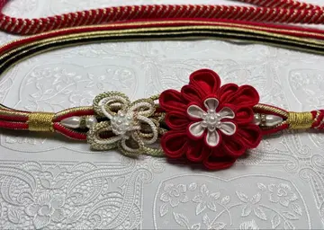 b-222 순수 실크 허리띠 후리소데 성인식 장식 매듭 츠마미자이쿠 꽃