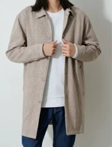 AZUL 체크 무늬 베이지 아우터 코트, 체스터 코트 2세트