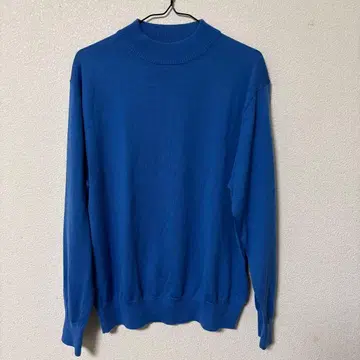 파랑 모크넥 니트 스웨터