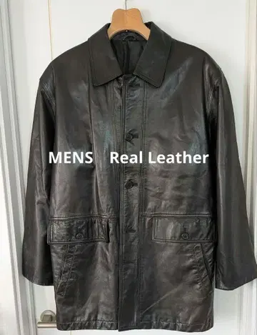 천연 가죽 남성용 가죽 자켓 롱 코트 소가죽 블랙 빈티지