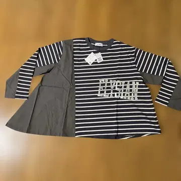 LASUD 스트라이프 패턴 긴팔 T셔츠 M