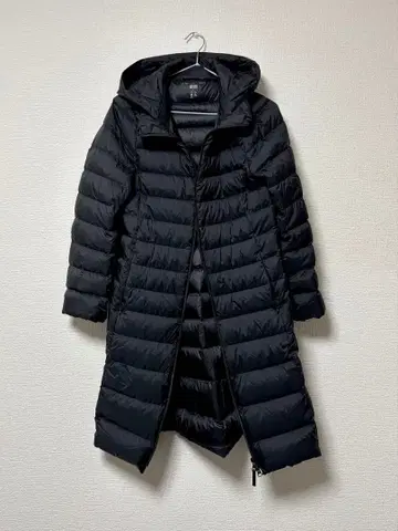 UNIQLO 울트라 라이트 다운 코트 블랙 A라인 후드 부착 새상품급