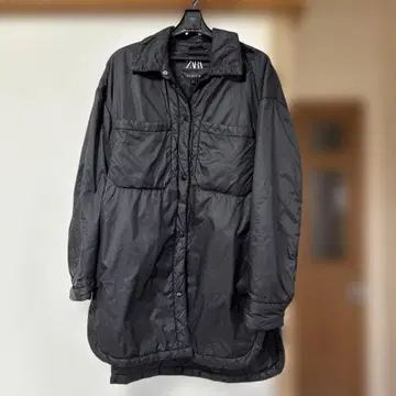 ZARA 블랙 나일론 자켓 롱 기장