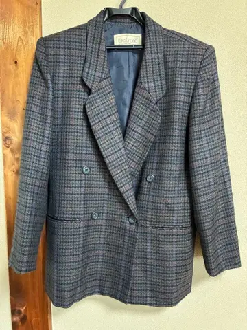 체크 무늬 테일러드 자켓 L