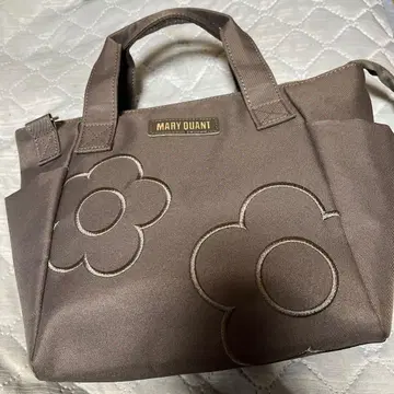 MARY QUANT 꽃무늬 자수 토트 숄더 그레이