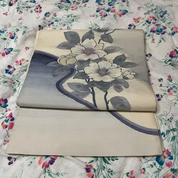 동백꽃 차차차 파랑 그라데이션 후쿠로 오비