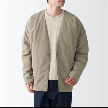 [ L-XL ] 베이지 MUJI LABO 다운 가디건 무지 라보