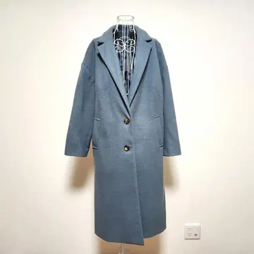 Freude 탁한 스카이블루 체스터 코트 롱 기장