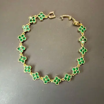 보석 팔찌 에메랄드풍 클로버 모티브 미사용 새상품 698