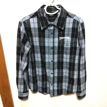 THRASHER 체크 무늬 울 셔츠 트레셔 플란넬 셔츠 자수 포함