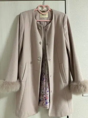 LAISSE PASSE 핑크 노카라 코트 38