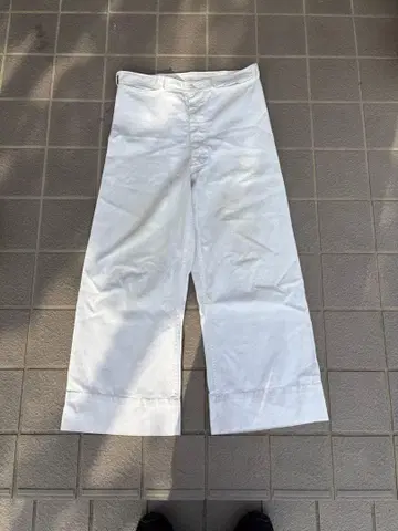 화이트 코튼 와이드 팬츠