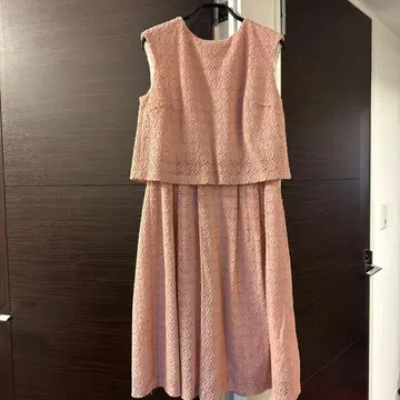 ELIZA 핑크 레이스 슬리브리스 무릎 기장 원피스