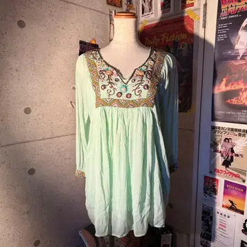 구제 의류 비즈 장식 에스닉 원피스