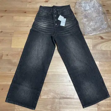 NoREMID 블랙 와이드 레그 데님