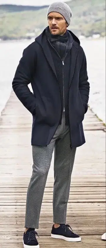 띠어리 남성용 푸드코트 네이비