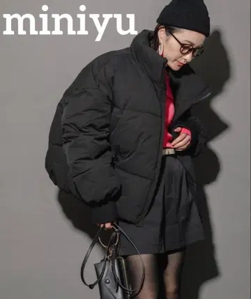 miniyu 블랙 파이버 다운 볼륨 자켓