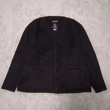 MONITALY 샤기 V넥 가디건 블랙