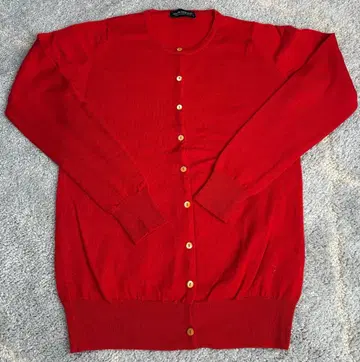 [ 새상품급 ] 영국제 JOHN SMEDLEY 크루넥 가디건 빨간색 S