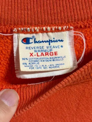 챔피온 리버스 위브 XL 오렌지 트리코 태그 OHIO YALE
