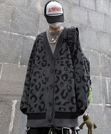 아루르 레오파드 무늬 니트 가디건