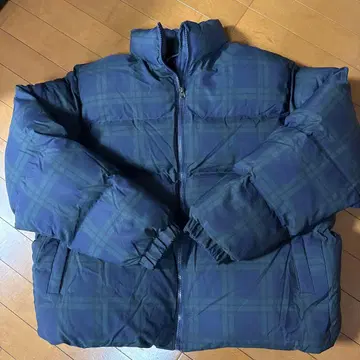 L.A.B.STUDIO 네이비 x 그린 체크 패딩 자켓