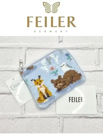 FEILER 윈터 애니멀즈 L자 미니 파우치 페일 블루