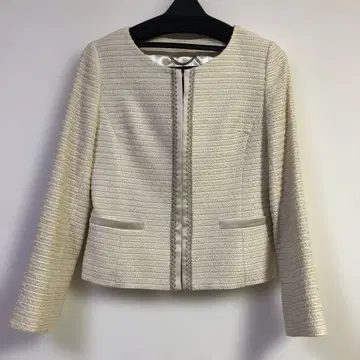 UNTITLED 라메 트위드 노카라 자켓 포멀