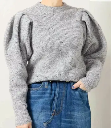 bonum 퍼프 슬리브 멜란지 니트