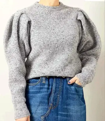 bonum 퍼프 슬리브 멜란지 니트