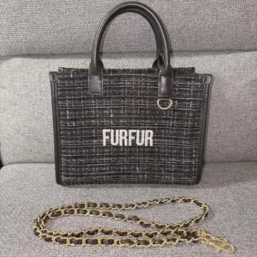 FURFUR 트위드 로고 토트백 BLACK