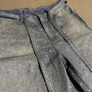 큐빅 남성용 프린트 데님풍 팬츠