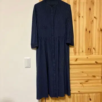 MACKINTOSH LONDON 네이비 스트라이프 셔츠 원피스