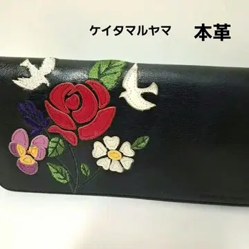 KEITA MARUYAMA 장지갑 블랙 가죽 자수