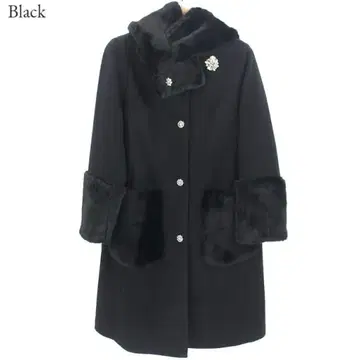 슈퍼 뷰티 신상 블랙 퍼 롱 코트 아우라