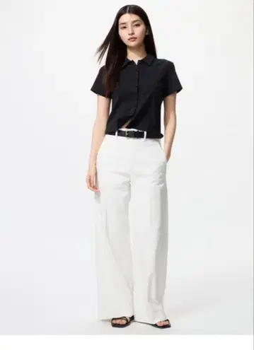 새상품 UNIQLO 화이트 XL 와이드 트라우저 청바지 긴 길이