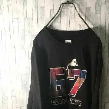 유령 OBAKE 전면 자수 로고 맨투맨 블랙 남성용 M 사이즈